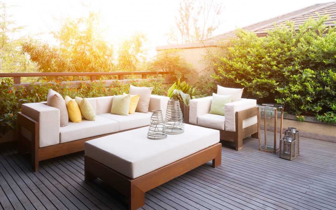 teak outdoor furniture on a deck