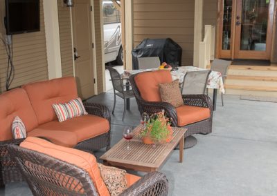 outdoor furniture and entertaining space with grill