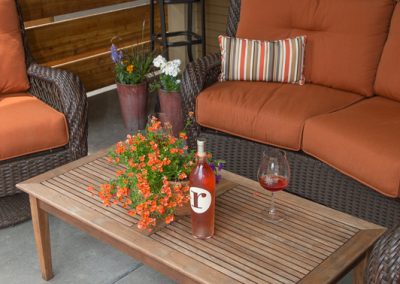outdoor furniture wine bottle and glass